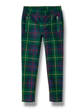 The Children’s Place Girls Plaid Zipper Ponte Knit Jeggings Green Red Size 10